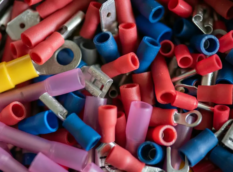Bunte Crimp-Kabelschuhe und Steckverbinder